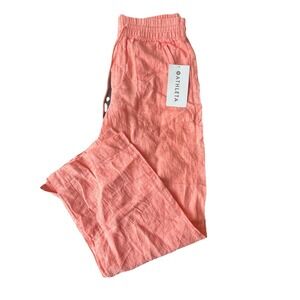 Athleta NWT Retreat Linen Wide Leg Pants Size 6 Coral Pink Beachy Resort